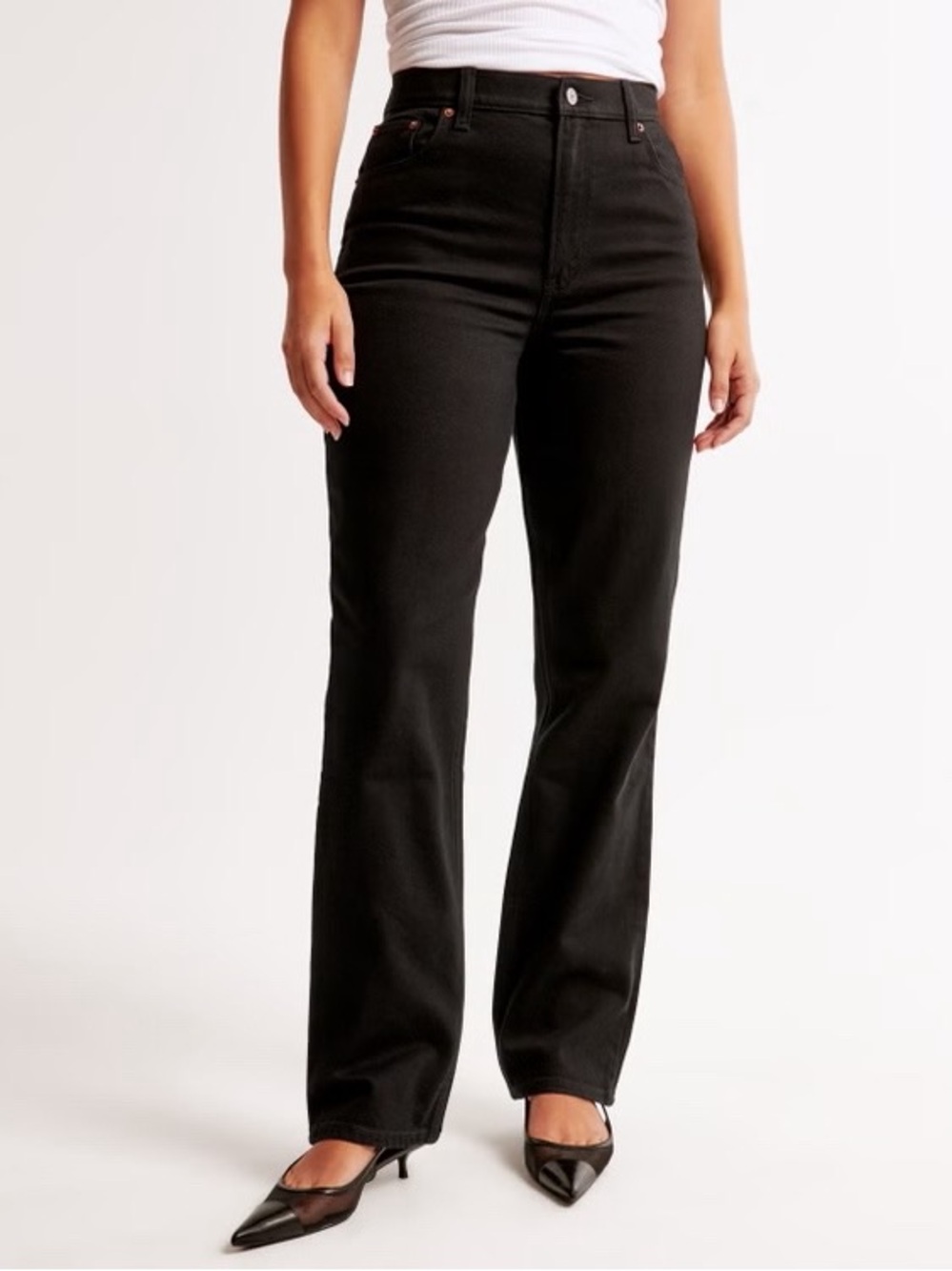 Abercrombie & Fitch Curve Love Ultra High Rise 90s Straight Jean No Fade Black